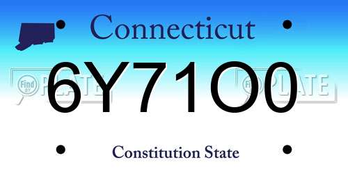 6Y71O0 Connecticut License Plate