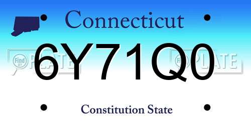 6Y71Q0 Connecticut License Plate