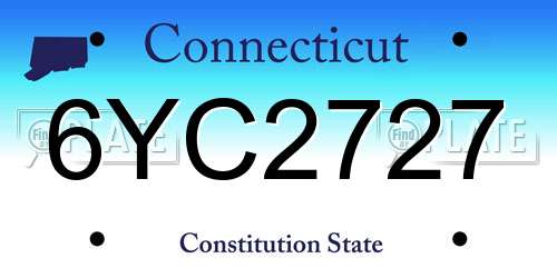 6YC2727 Connecticut License Plate