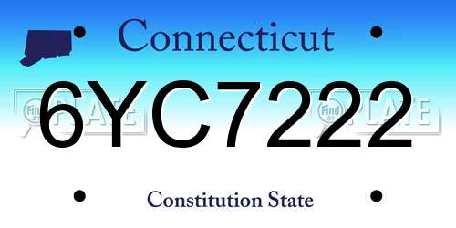 6YC7222 Connecticut License Plate