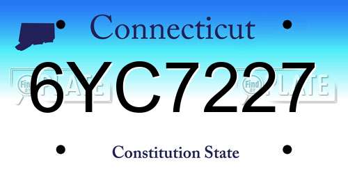 6YC7227 Connecticut License Plate