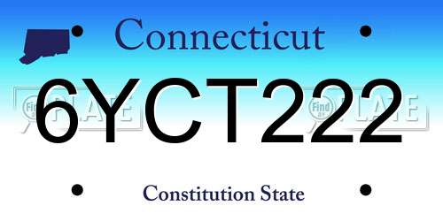 6YCT222 Connecticut License Plate