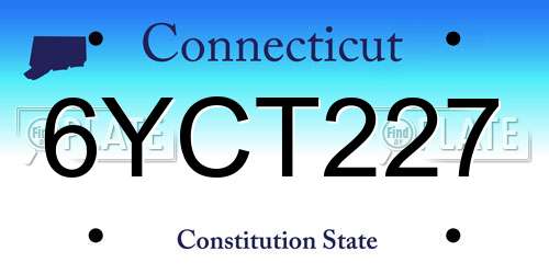 6YCT227 Connecticut License Plate