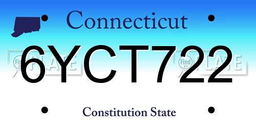 6YCT722 Connecticut License Plate