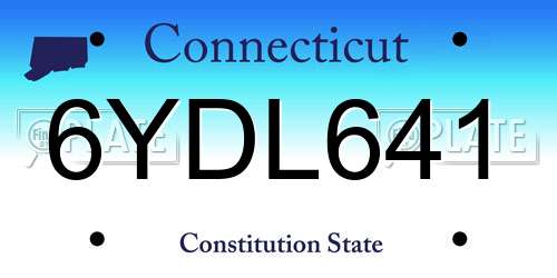 6YDL641 Connecticut License Plate