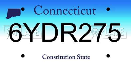 6YDR275 Connecticut License Plate