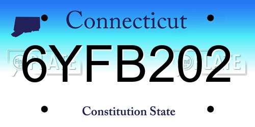 6YFB202 Connecticut License Plate