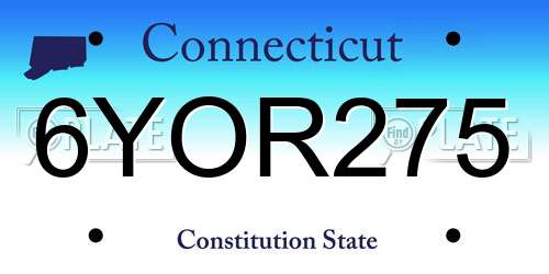 6YOR275 Connecticut License Plate