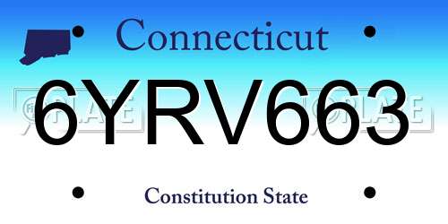 6YRV663 Connecticut License Plate