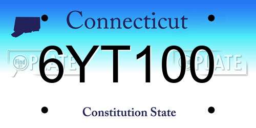 6YT100 Connecticut License Plate