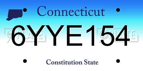 6YYE154 Connecticut License Plate