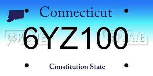 6YZ100 Connecticut License Plate