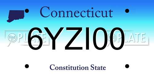 6YZI00 Connecticut License Plate