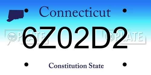 6Z02D2 Connecticut License Plate