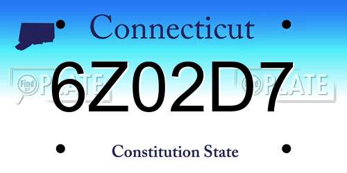 6Z02D7 Connecticut License Plate