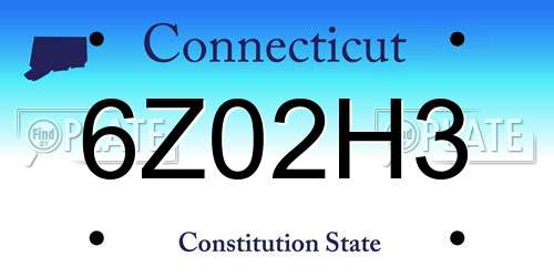 6Z02H3 Connecticut License Plate
