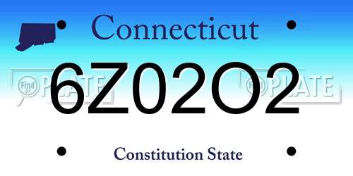 6Z02O2 Connecticut License Plate