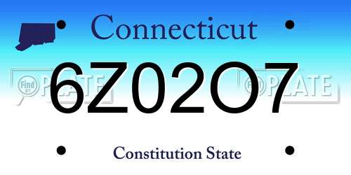6Z02O7 Connecticut License Plate