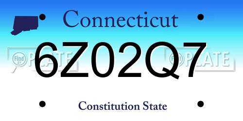 6Z02Q7 Connecticut License Plate