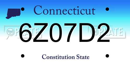 6Z07D2 Connecticut License Plate