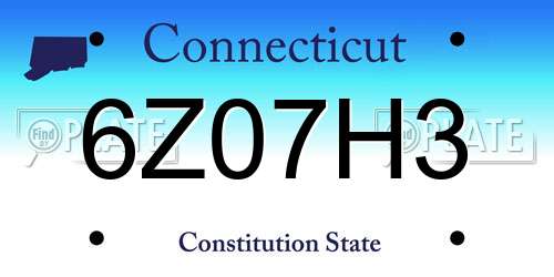 6Z07H3 Connecticut License Plate