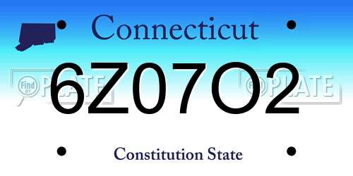6Z07O2 Connecticut License Plate