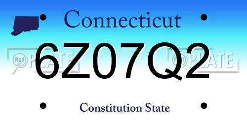 6Z07Q2 Connecticut License Plate