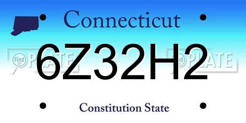 6Z32H2 Connecticut License Plate