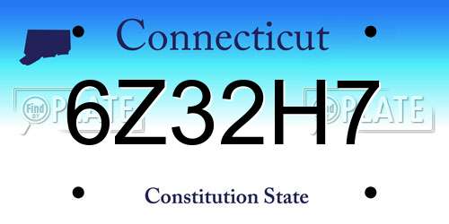 6Z32H7 Connecticut License Plate