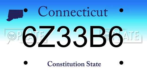 6Z33B6 Connecticut License Plate