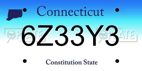 6Z33Y3 Connecticut License Plate