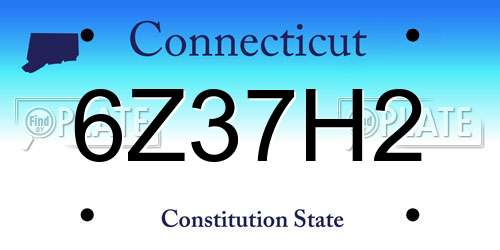 6Z37H2 Connecticut License Plate