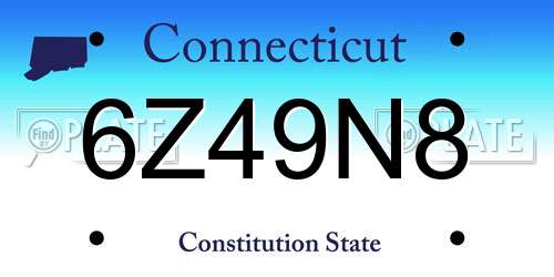 6Z49N8 Connecticut License Plate