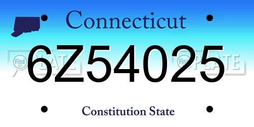 6Z54025 Connecticut License Plate