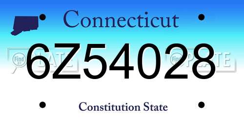 6Z54028 Connecticut License Plate