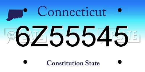 6Z55545 Connecticut License Plate