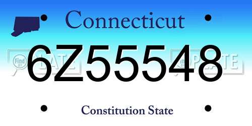 6Z55548 Connecticut License Plate