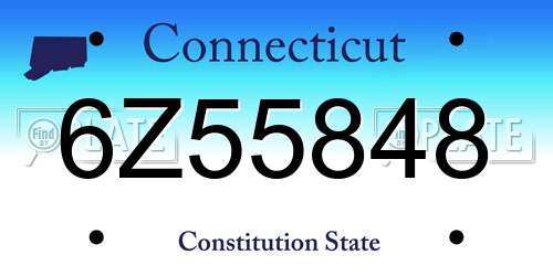 6Z55848 Connecticut License Plate