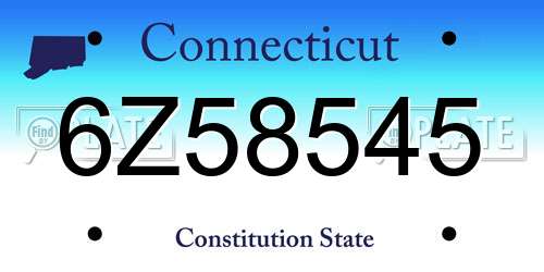 6Z58545 Connecticut License Plate