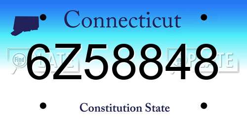 6Z58848 Connecticut License Plate