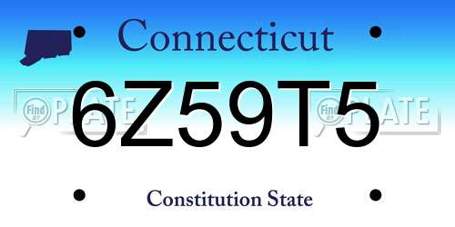 6Z59T5 Connecticut License Plate