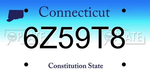 6Z59T8 Connecticut License Plate