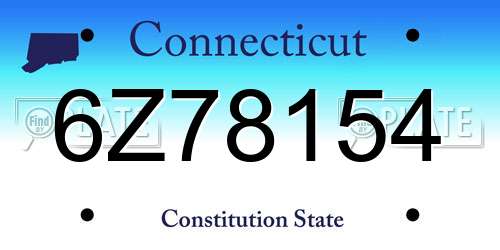 6Z78154 Connecticut License Plate