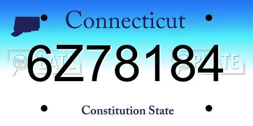 6Z78184 Connecticut License Plate