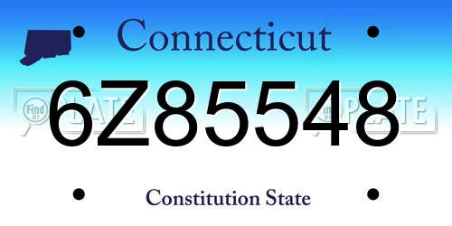 6Z85548 Connecticut License Plate