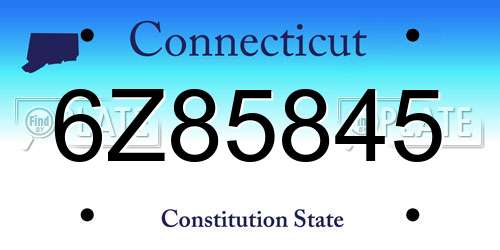 6Z85845 Connecticut License Plate