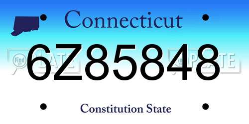 6Z85848 Connecticut License Plate