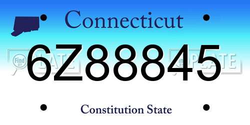 6Z88845 Connecticut License Plate