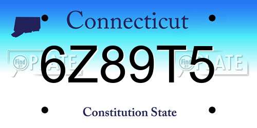 6Z89T5 Connecticut License Plate