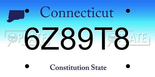 6Z89T8 Connecticut License Plate